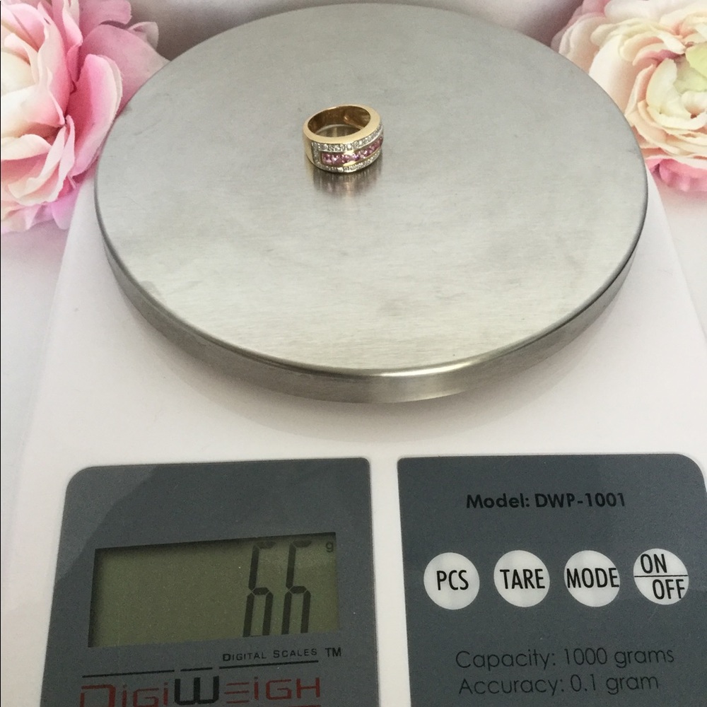 14k PINK SAPPHIRE/DIAMOND RING. - Picture 2 of 7